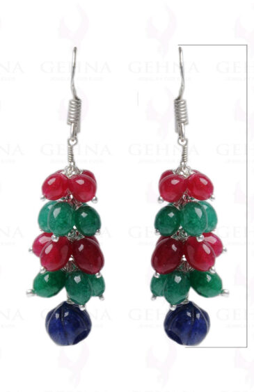 Ruby, Emerald & Sapphire Gemstone Studded Earring In.925 Sterling Silver ES-1629