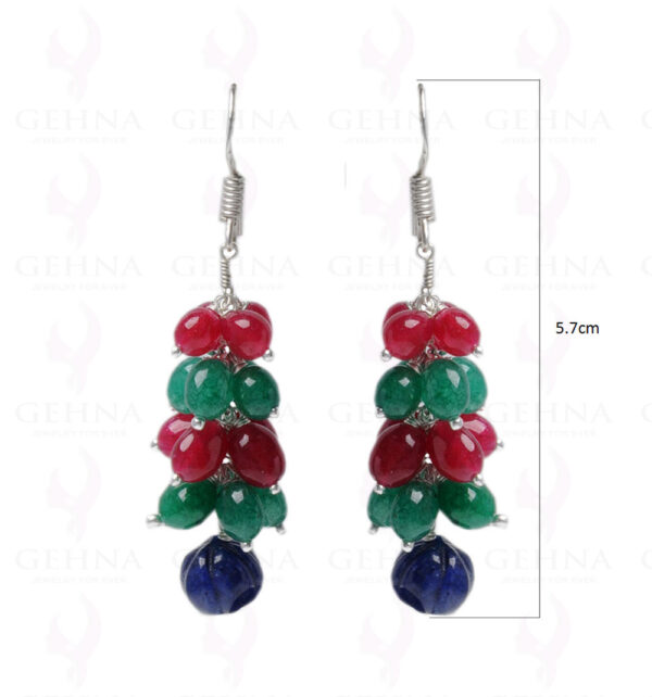 Ruby, Emerald & Sapphire Gemstone Studded Earring In.925 Sterling Silver ES-1629