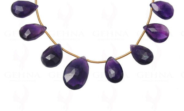 17 Loose Pieces of Amethyst Gemstone Faceted Almond Shaped NS-1629