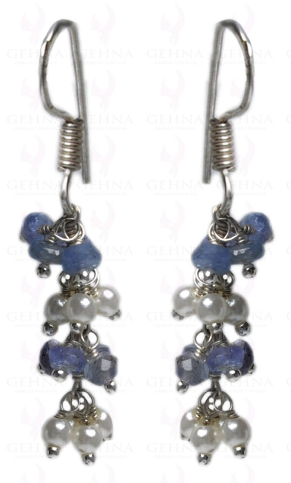 Pearl & Tanzanite Gemstone Studded Earring Made In.925 Sterling Silver ES-1630