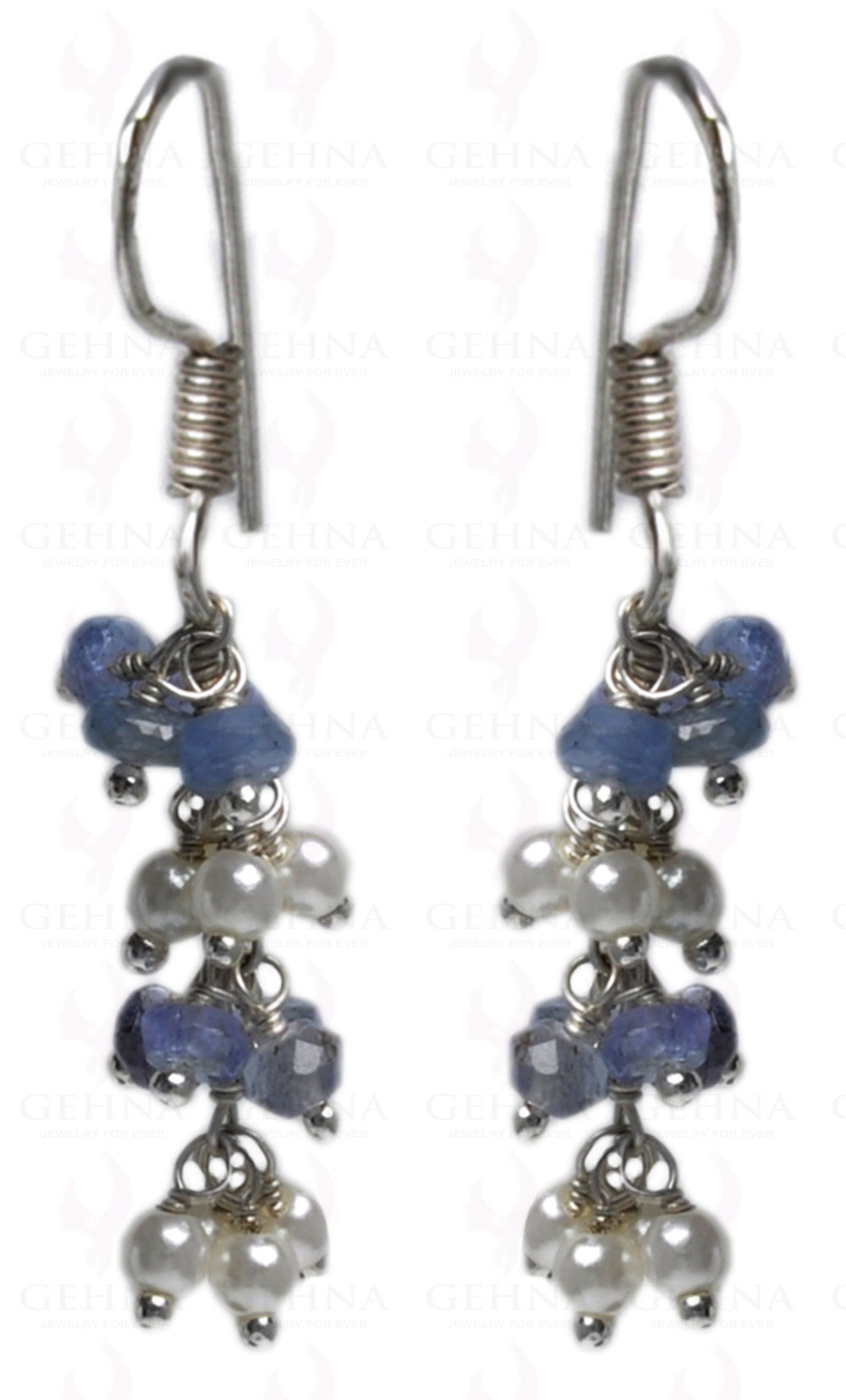 Pearl & Tanzanite Gemstone Studded Earring Made In.925 Sterling Silver ES-1630