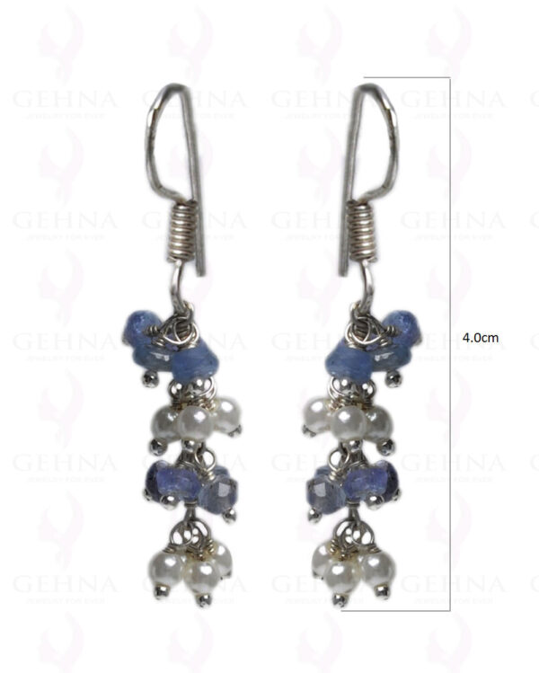 Pearl & Tanzanite Gemstone Studded Earring Made In.925 Sterling Silver ES-1630