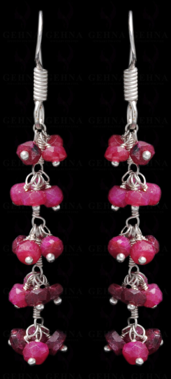 Ruby Gemstone Faceted Earring Made In.925 Sterling Silver ES-1631