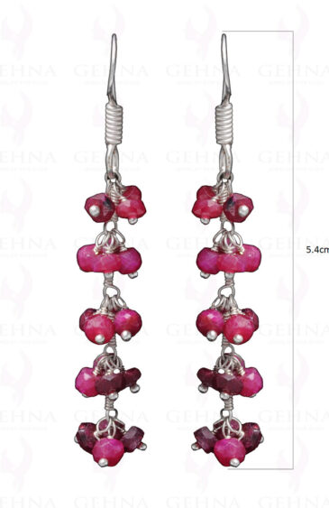 Ruby Gemstone Faceted Earring Made In.925 Sterling Silver ES-1631