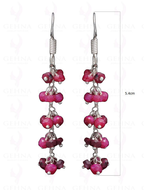 Ruby Gemstone Faceted Earring Made In.925 Sterling Silver ES-1631