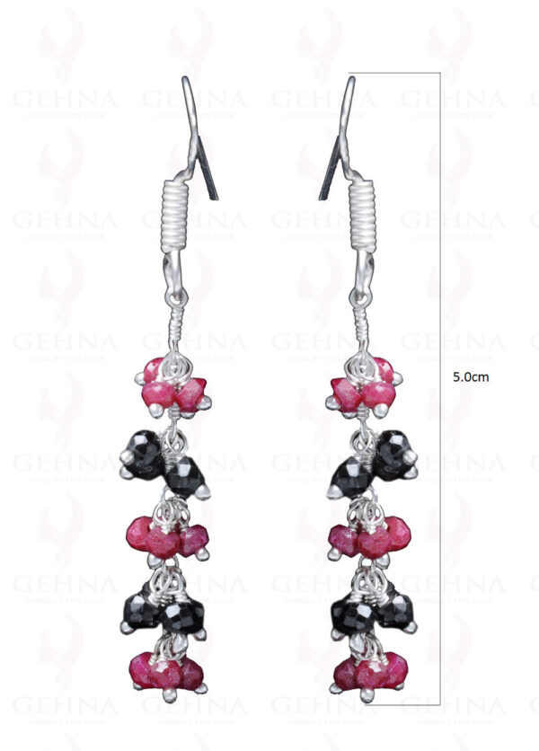 Ruby & Black Spinel Gemstone Faceted Earring Made In.925 Sterling Silver ES-1633