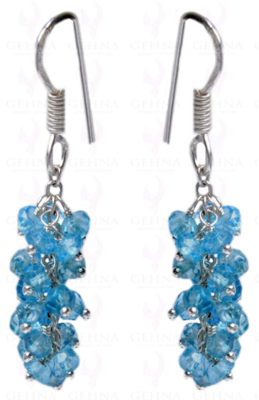 Blue Topaz Gemstone Studded Bead Earring Made In.925 Sterling Silver ES-1634