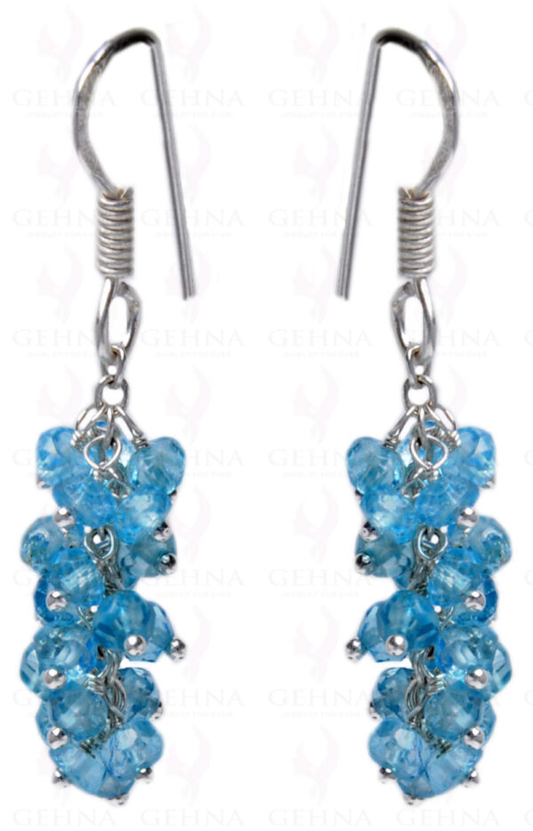 Blue Topaz Gemstone Studded Bead Earring Made In.925 Sterling Silver ES-1634