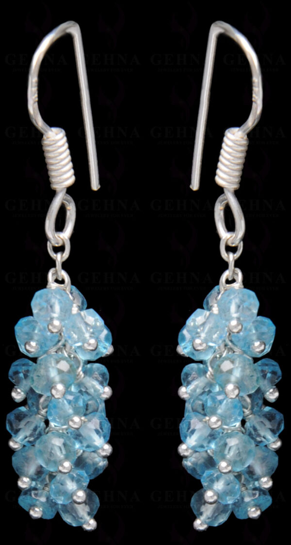 Blue Topaz Gemstone Studded Bead Earring Made In.925 Sterling Silver ES-1634