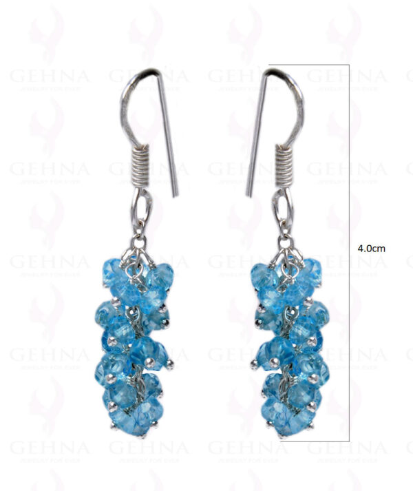 Blue Topaz Gemstone Studded Bead Earring Made In.925 Sterling Silver ES-1634