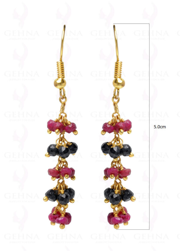 Ruby & Black Spinel Gemstone Faceted Earrings Made In.925 Sterling Silver ES-1635