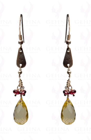 Garnet & Citrine Gemstone Bead Earring In.925 Sterling Silver ES-1637