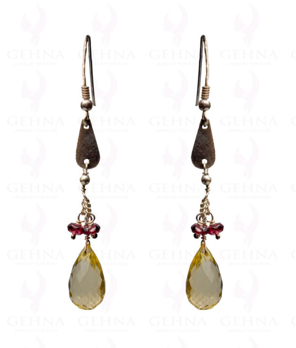 Garnet & Citrine Gemstone Bead Earring In.925 Sterling Silver ES-1637