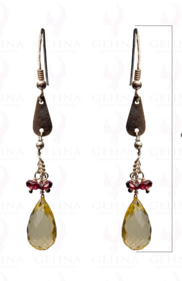 Garnet & Citrine Gemstone Bead Earring In.925 Sterling Silver ES-1637