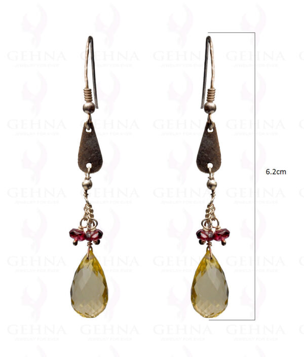 Garnet & Citrine Gemstone Bead Earring In.925 Sterling Silver ES-1637