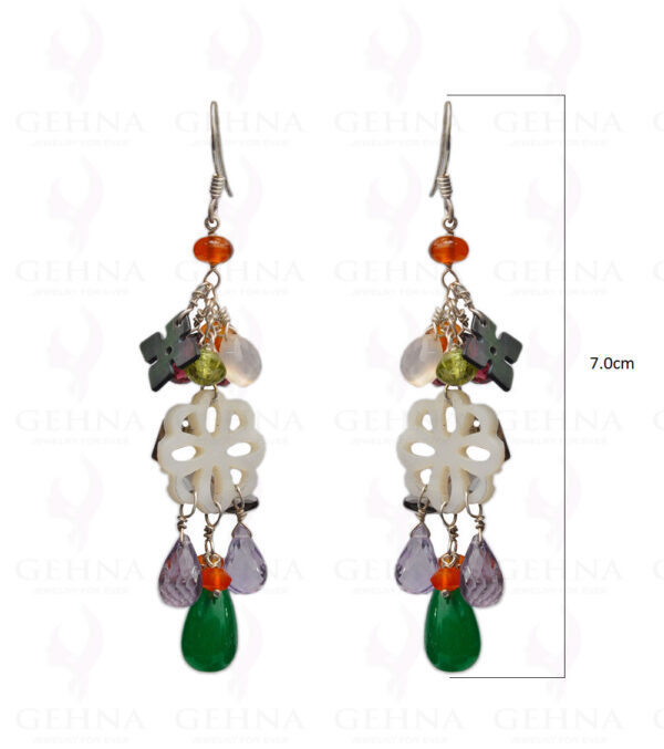 Green Onyx & Amethyst Gemstone Bead Earring In.925 Sterling Silver ES-1638