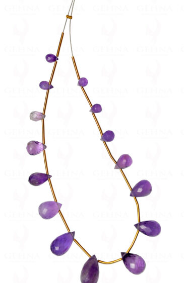 Amethyst Gemstone Faceted Drop Shaped 15 Loose Pieces NS-1640