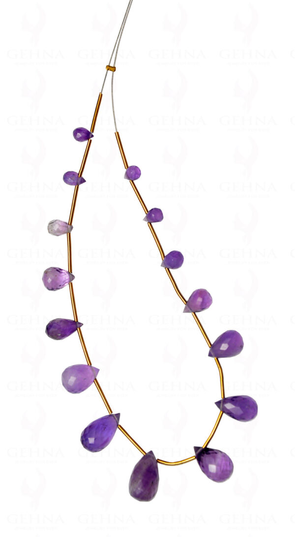 Amethyst Gemstone Faceted Drop Shaped 15 Loose Pieces NS-1640