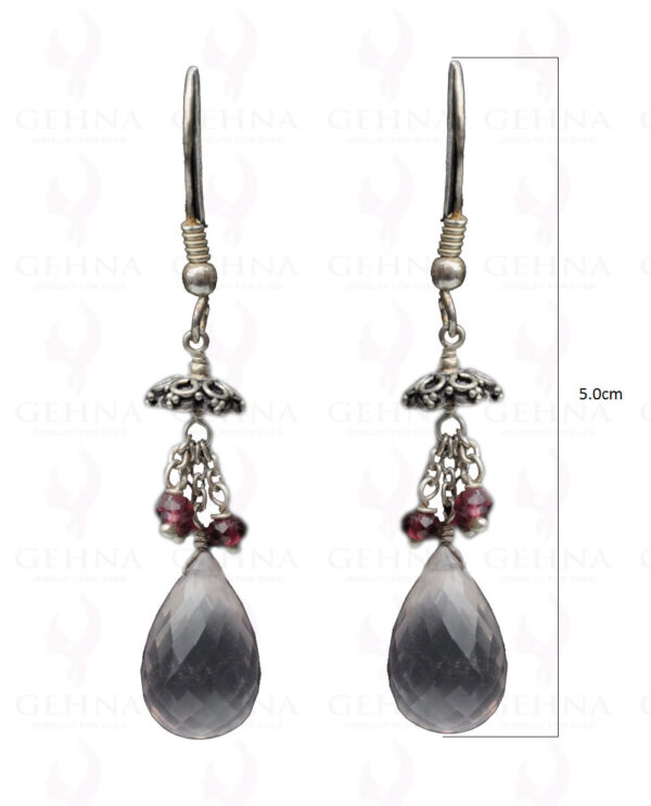 Rose Quartz & Garnet Gemstone Bead Earring In.925 Sterling Silver ES-1646