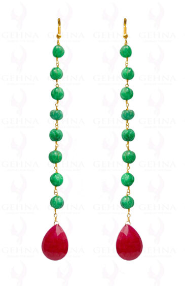 Ruby Emerald Gemstone Almond & Drop Shape Earring In.925 Sterling Silver ES-1647