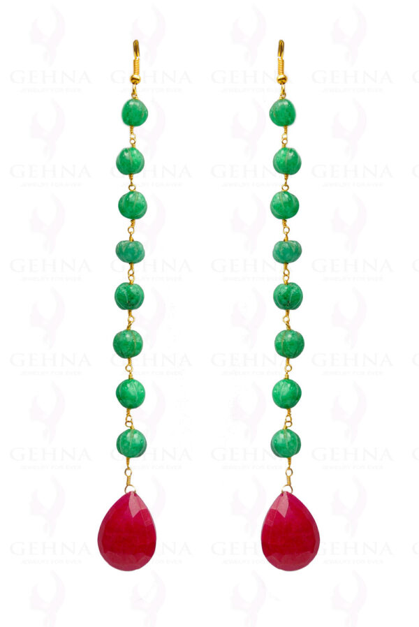 Ruby Emerald Gemstone Almond & Drop Shape Earring In.925 Sterling Silver ES-1647