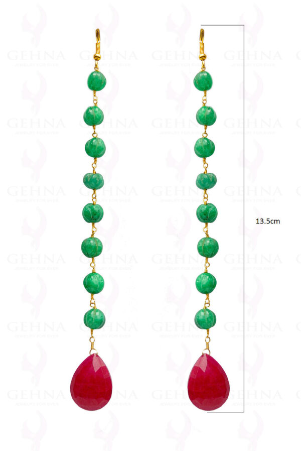 Ruby Emerald Gemstone Almond & Drop Shape Earring In.925 Sterling Silver ES-1647