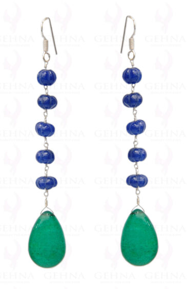 Blue Sapphire & Green Onyx Gemstone Earring In.925 Sterling Silver ES-1649