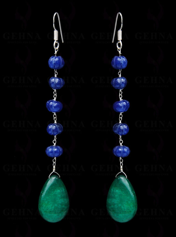 Blue Sapphire & Green Onyx Gemstone Earring In.925 Sterling Silver ES-1649