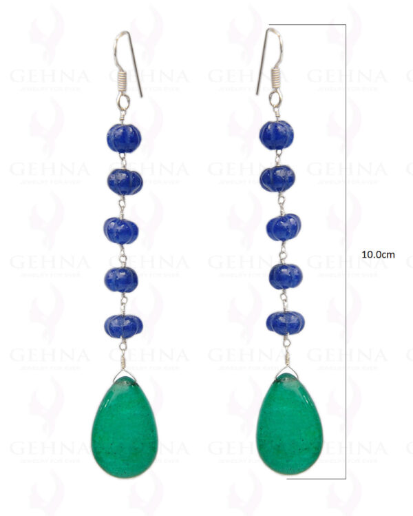 Blue Sapphire & Green Onyx Gemstone Earring In.925 Sterling Silver ES-1649