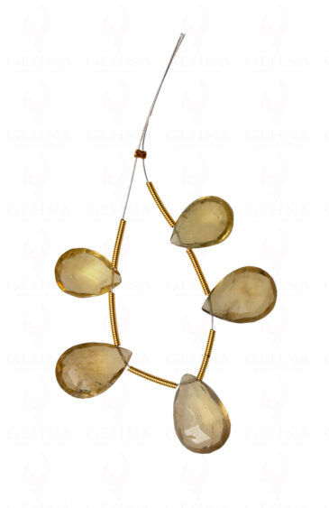 5 Loose Pieces of Lemon Topaz gemstone Almond Shaped NS-1651