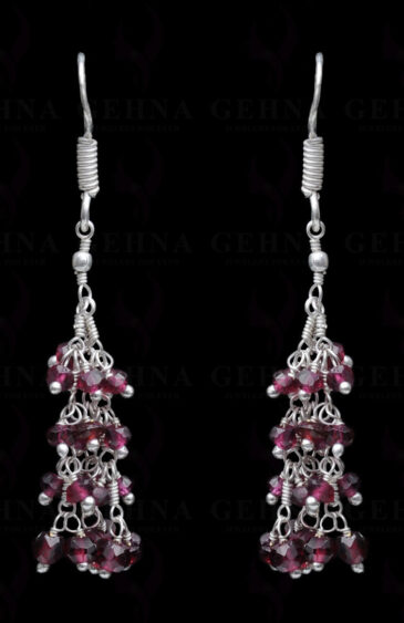 Garnet Gemstone Faceted Bead Earring In.925 Sterling Silver ES-1652