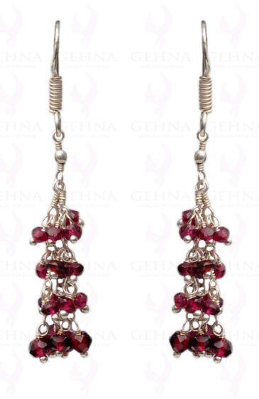 Garnet Gemstone Faceted Bead Earring In.925 Sterling Silver ES-1652