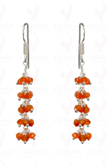 Carnelian Gemstone Faceted Bead Earrings In.925 Sterling Silver ES-1653