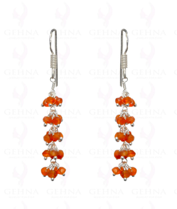 Carnelian Gemstone Faceted Bead Earrings In.925 Sterling Silver ES-1653