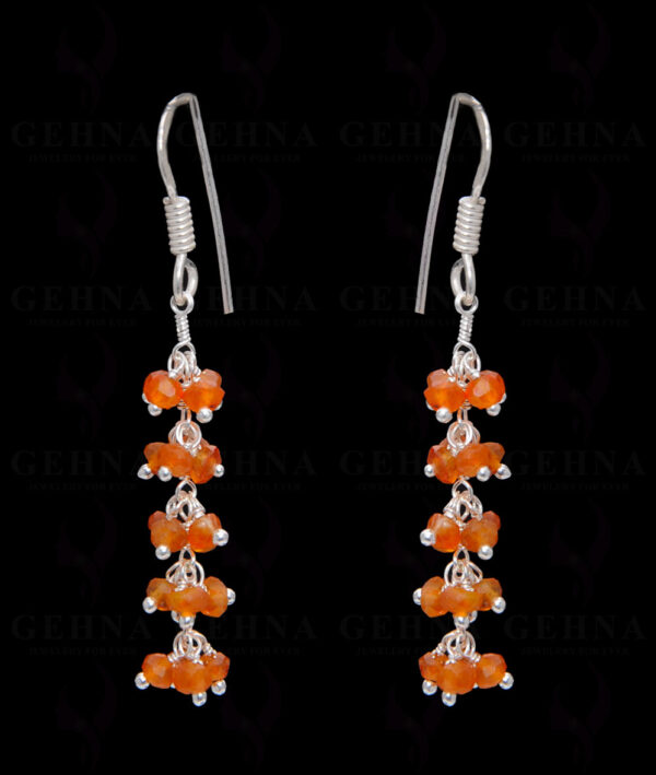 Carnelian Gemstone Faceted Bead Earrings In.925 Sterling Silver ES-1653