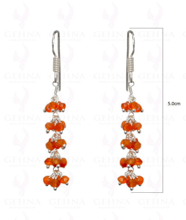 Carnelian Gemstone Faceted Bead Earrings In.925 Sterling Silver ES-1653