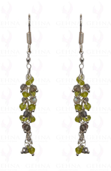 Peridot Labradorite Gemstone Faceted Bead Earring In.925 Sterling Silver ES-1654