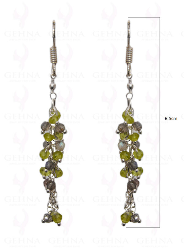 Peridot Labradorite Gemstone Faceted Bead Earring In.925 Sterling Silver ES-1654