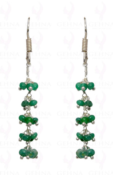 Emerald Gemstone Bead Earring In .925 Sterling Silver ES-1655