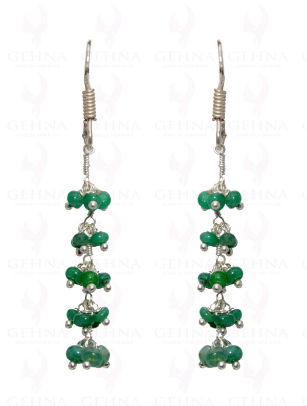 Emerald Gemstone Bead Earring In .925 Sterling Silver ES-1655