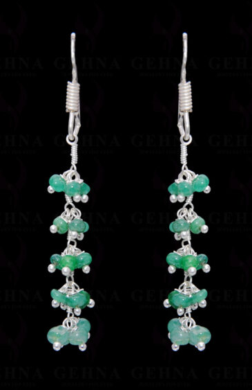 Emerald Gemstone Bead Earring In .925 Sterling Silver ES-1655