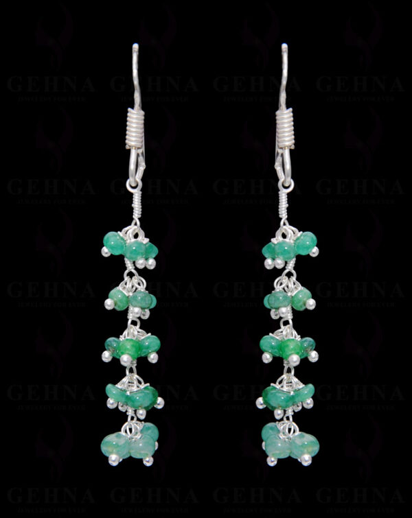 Emerald Gemstone Bead Earring In .925 Sterling Silver ES-1655