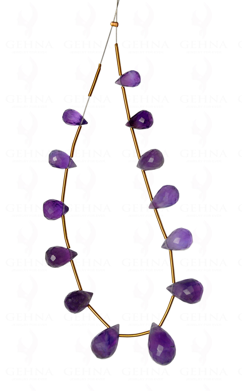 13 Loose Pieces of Amethyst Gemstone faceted Drop Shaped NS-1657