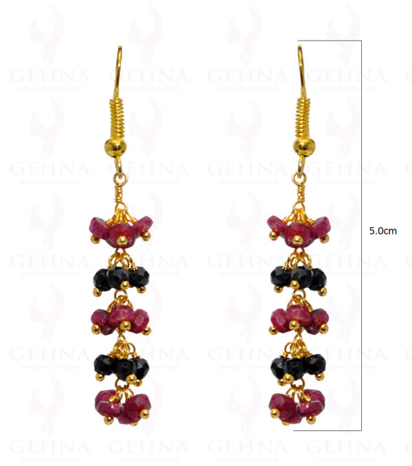 Ruby & Black Spinel Gemstone Faceted Earring In.925 Sterling Silver ES-1657