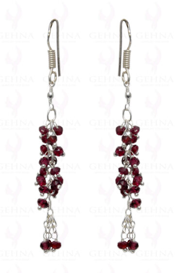 Garnet Gemstone Faceted Bead Earring In.925 Sterling Silver ES-1659