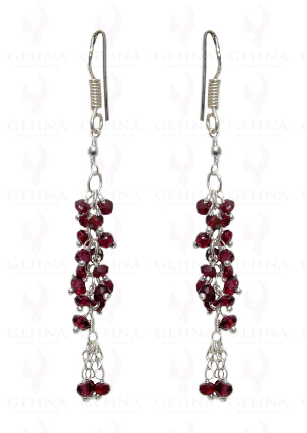 Garnet Gemstone Faceted Bead Earring In.925 Sterling Silver ES-1659