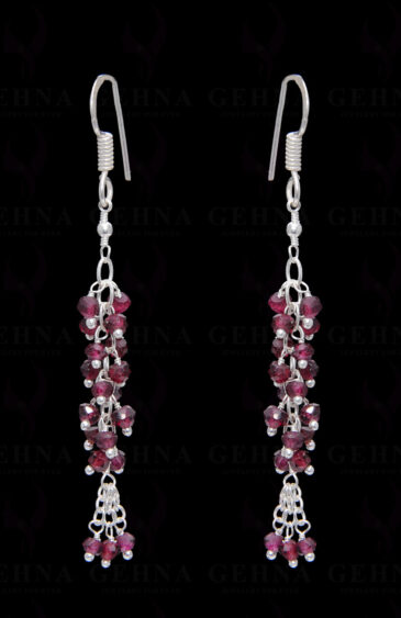 Garnet Gemstone Faceted Bead Earring In.925 Sterling Silver ES-1659