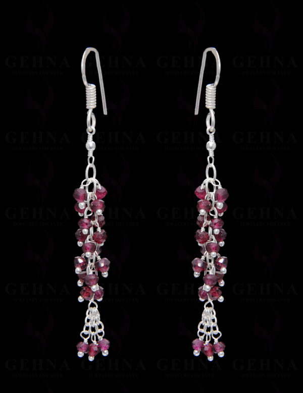 Garnet Gemstone Faceted Bead Earring In.925 Sterling Silver ES-1659