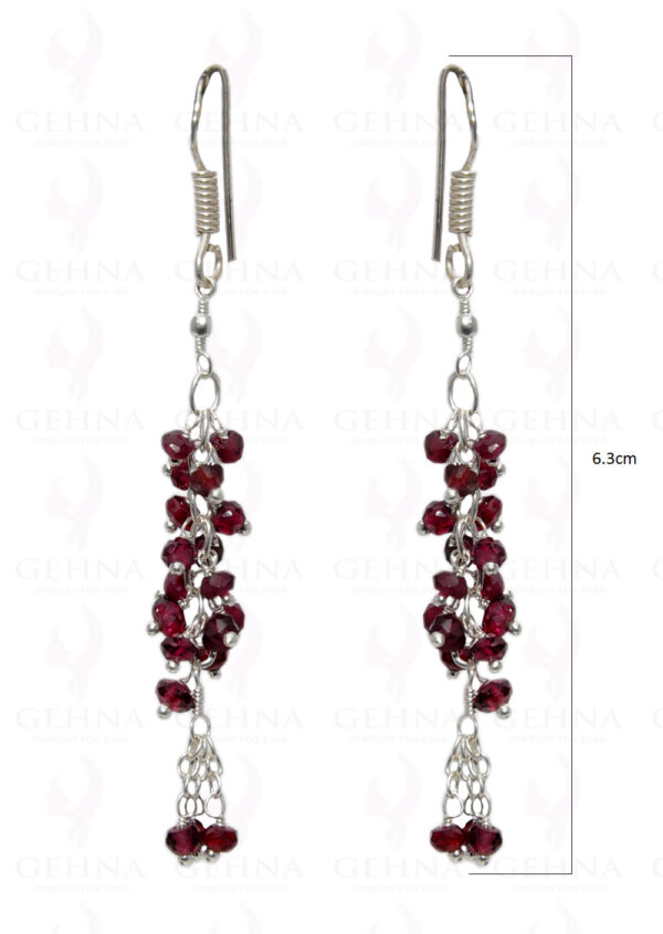 Garnet Gemstone Faceted Bead Earring In.925 Sterling Silver ES-1659