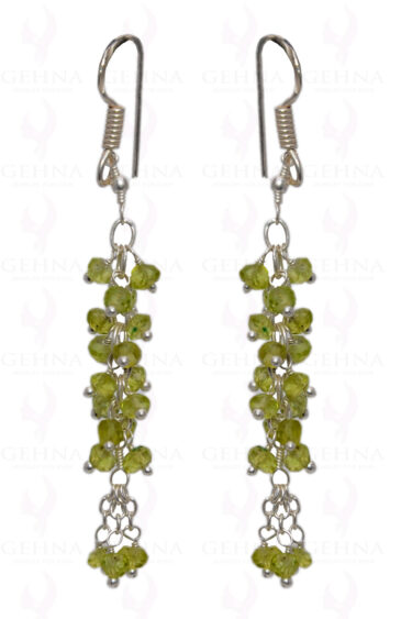 Peridot Gemstone Faceted Bead Earring In .925 Sterling Silver ES-1660